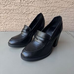 Bongo Chunky Platform Heels 8.5 Mandy Academia Penny Loafers Black Y2K Goth Prep